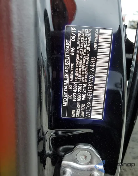 2019 Mercedes-Benz A 220 z USA, uszkodzony, nr VIN WDD3G4EB8KW026488